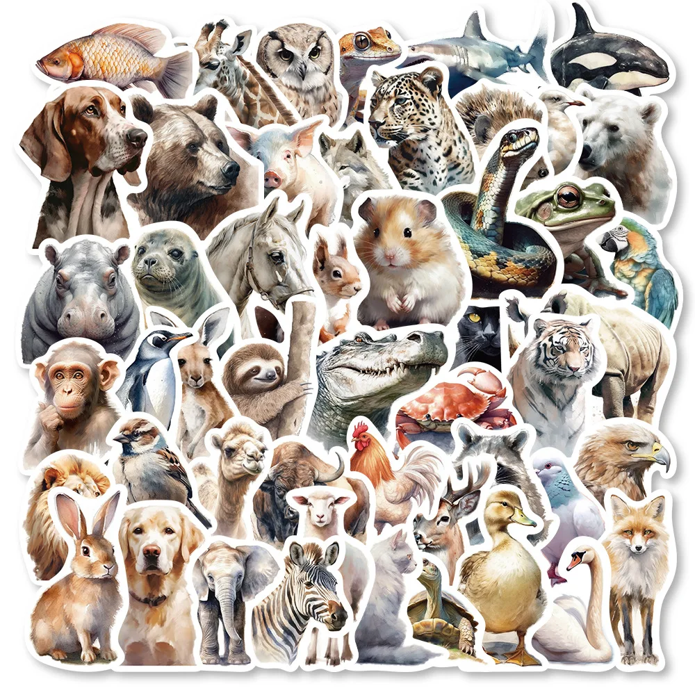 10/30/50PCS Cute Zoo Wild Animals Stickers Lion Tiger Cartoon Decals DIY Scrapbook Luggage Car Laptop Waterproof Sticker Toy