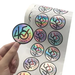 custom Holographic Circle Rainbow Logo Stickers Store Name Gift Seal Color Change Decoration Labels Bottle Lid Decal Colorful