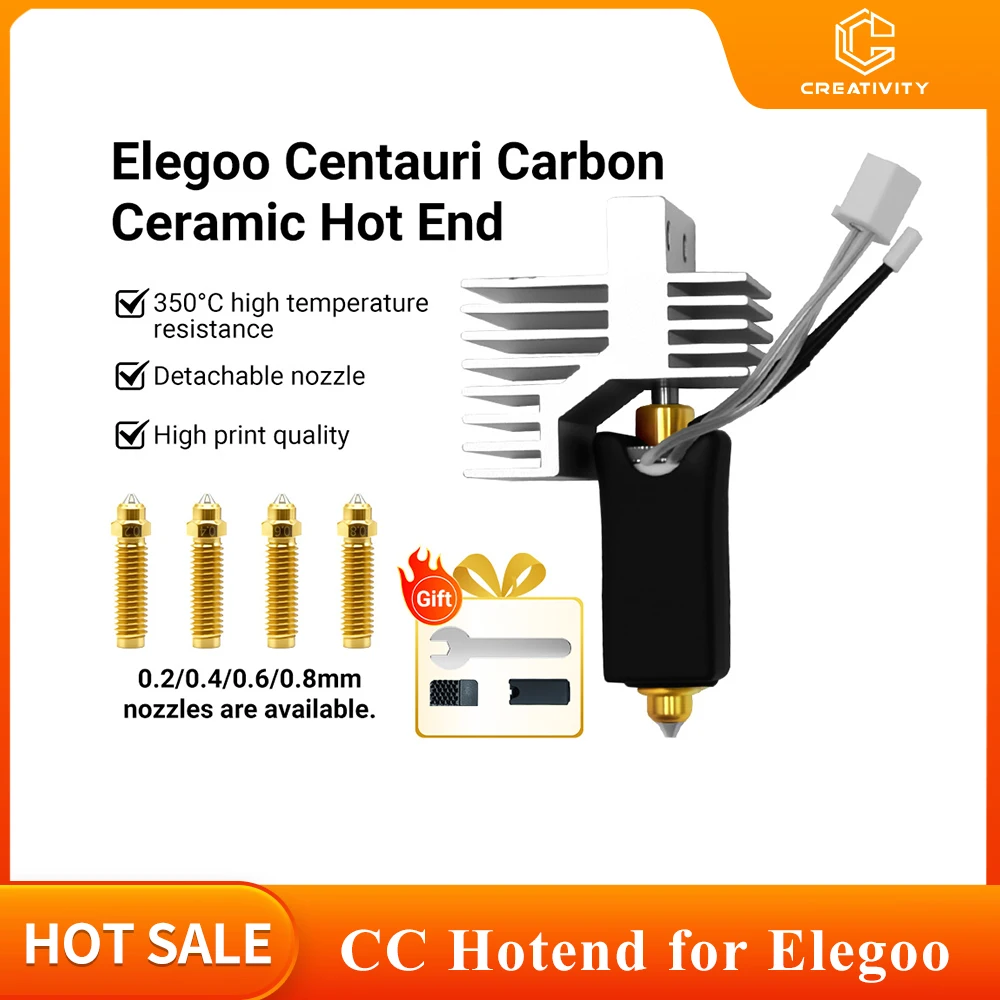 

Upgrade ELEGOO CC Hotend 0.2/0.4/0.6/0.8mm Bimetal Nozzle Assembled Extruder Ceramic Hotend Kit for Elegoo Centauri Hot End