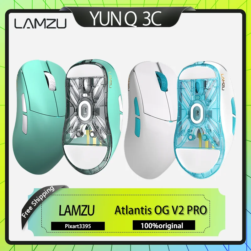 Lamzu Atlantis Og V2 Pro Wireless Gaming Mouse 4k Computable Paw3395 Ergonomic Electronic Sports Gaming Mouse Male Gift Gift