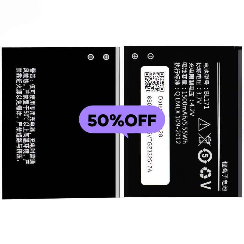 BL171 para Lenovo A319/RocStar(A319)/A60/A65/A390/A368/A390T/A356/A370E/A376, batería de repuesto celda Grado A 2