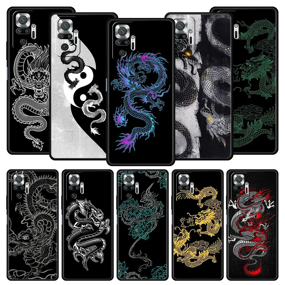 Silicone Phone Case For Xiaomi Redmi Note 12 10 11 9 8 Pro Plus 9S 7 8T 9T 9A 8A 9C K40 Gaming Soft Cover Bumper Dragon Fashion