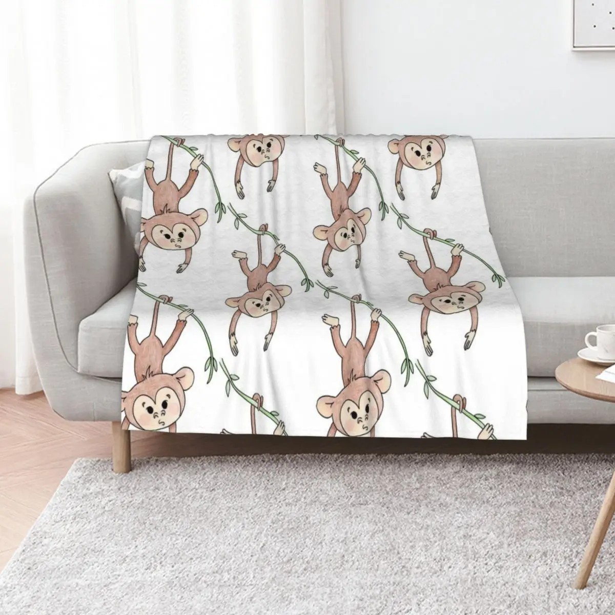 Monkey Swing Throw Blanket Picnic Sofa anime Bed Fashionable for winter Thin Blankets