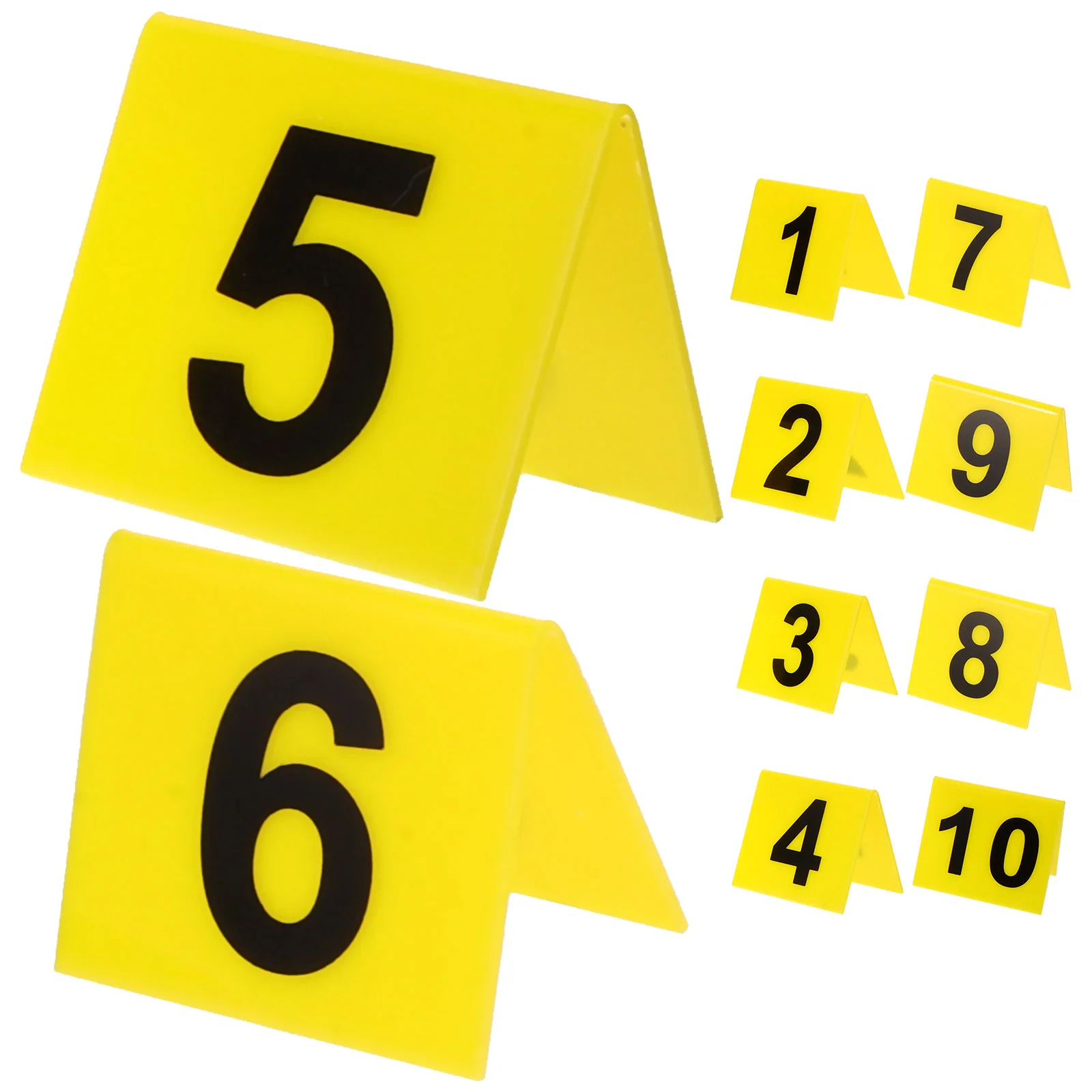 

10 Pcs Yellow Number Evidence Markers Signage Food Labels Game Supplies Acrylic