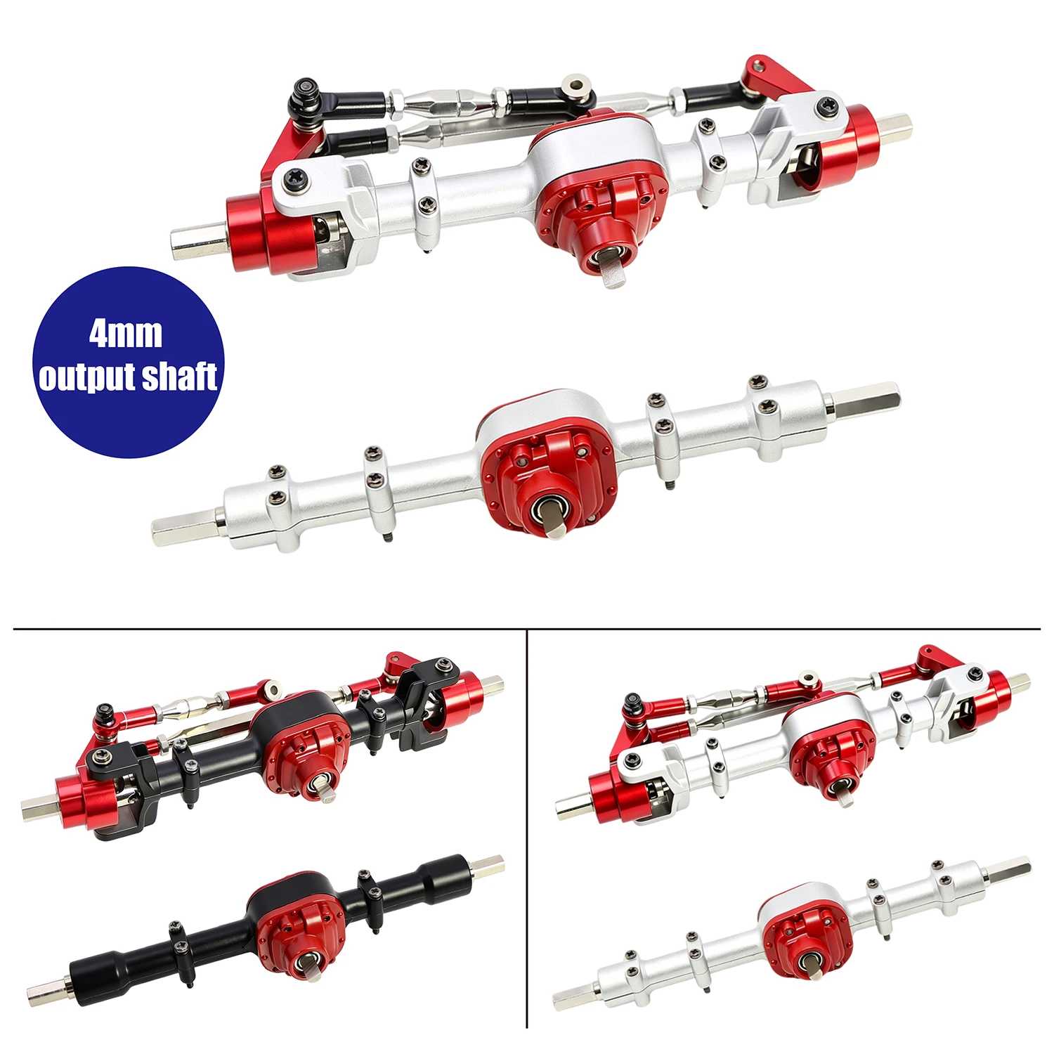 Newest Metal Front And Rear Axle Set with 4mm Output Shaft for 1/12 MN MN99s V2 MN82 MN78 MN300 MN168 MN212 RC Car Upgrade Part