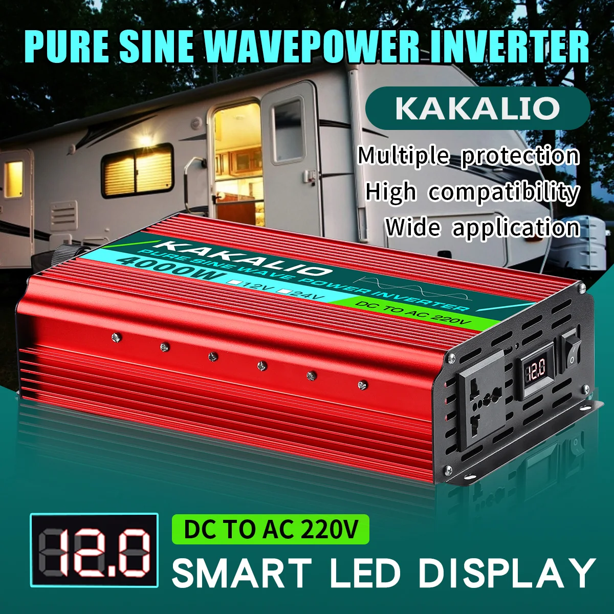 

Pure Sine Wave Inverter 50HZ/60HZ DC12V/24V To AC110V/220V 5000W 6000W Voltage Tranfarmer Portable Car Converter Solar with LED