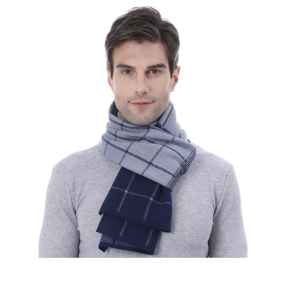 

Cross-Border New Unisex Knitted Blend Men's Scarf Business Casual Plaid Color Block Imitation Cashmere Neck Warmer