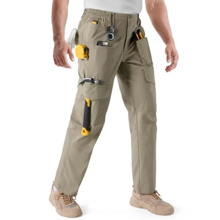 

IGOLUMON Men's Stretch Tactical Pants Ripstop Cargo Pants Outdoor Lightweight EDC Hiking Work Pants with 10 Pockets