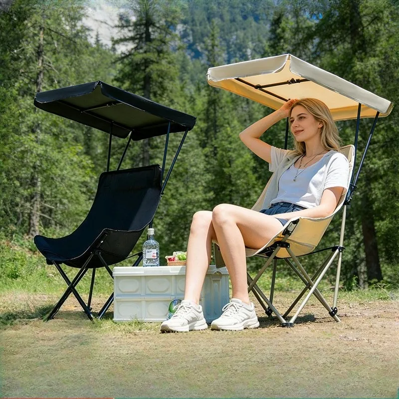 

Folding Moon Chair with Canopy High Back Portable Thickened Oxford Heavy Duty Beach Fishing Seat for Outdoor Picnic Camping
