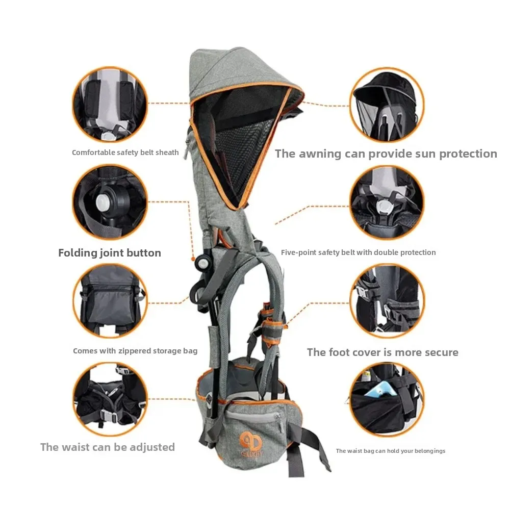 6ヶ月から5歳までのお子様に適したチャイルドキャリアサドルショルダーストラップ、ベビーバックパック、ハイキング用人間工学に基づいたベビーキャリア、1個