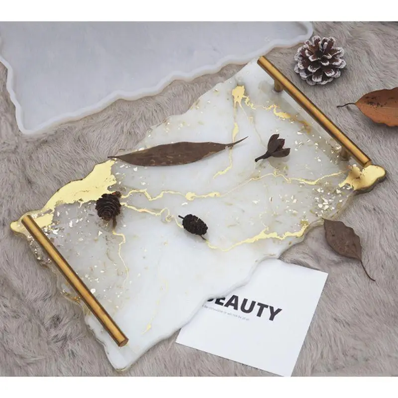 31BB Silicone Jewelry Tray Epoxy Resin Casting Mold Teapot Mat Fruit Tray Mold Rectangle Jewelry Making Mold Home Decoration