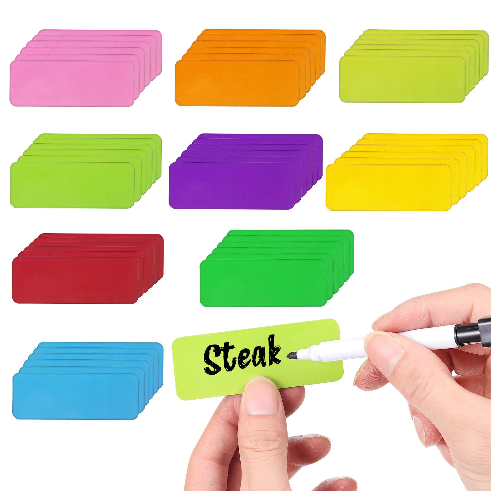 

54pcs Name Tags Magnetic Dry Erase Reusable Colorful Labels For Whiteboard Fridge Metal Surfaces Classroom Office Organization