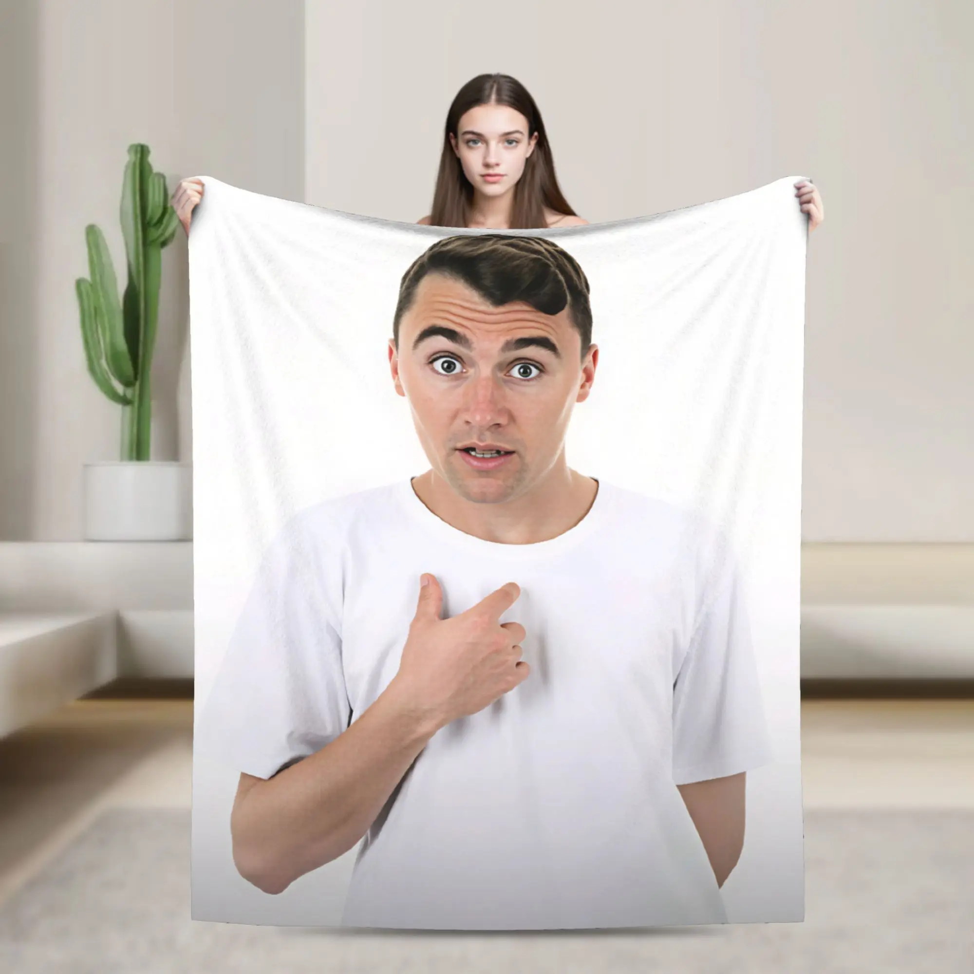 Warm Comfy Bedding Throws Picnic Confused Charlie Kirk Blankets  Flannel Bedspread For Living Room Aesthetic Sofa Bed Cover