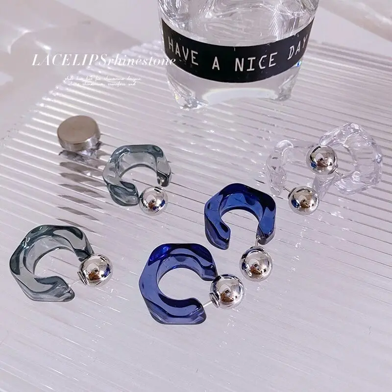 New Korea Clear Acrylic Geometric C-Shaped Hoop Earrings For Women Girls Trends Hanging Earrings Party Travel Jewelry Gifts