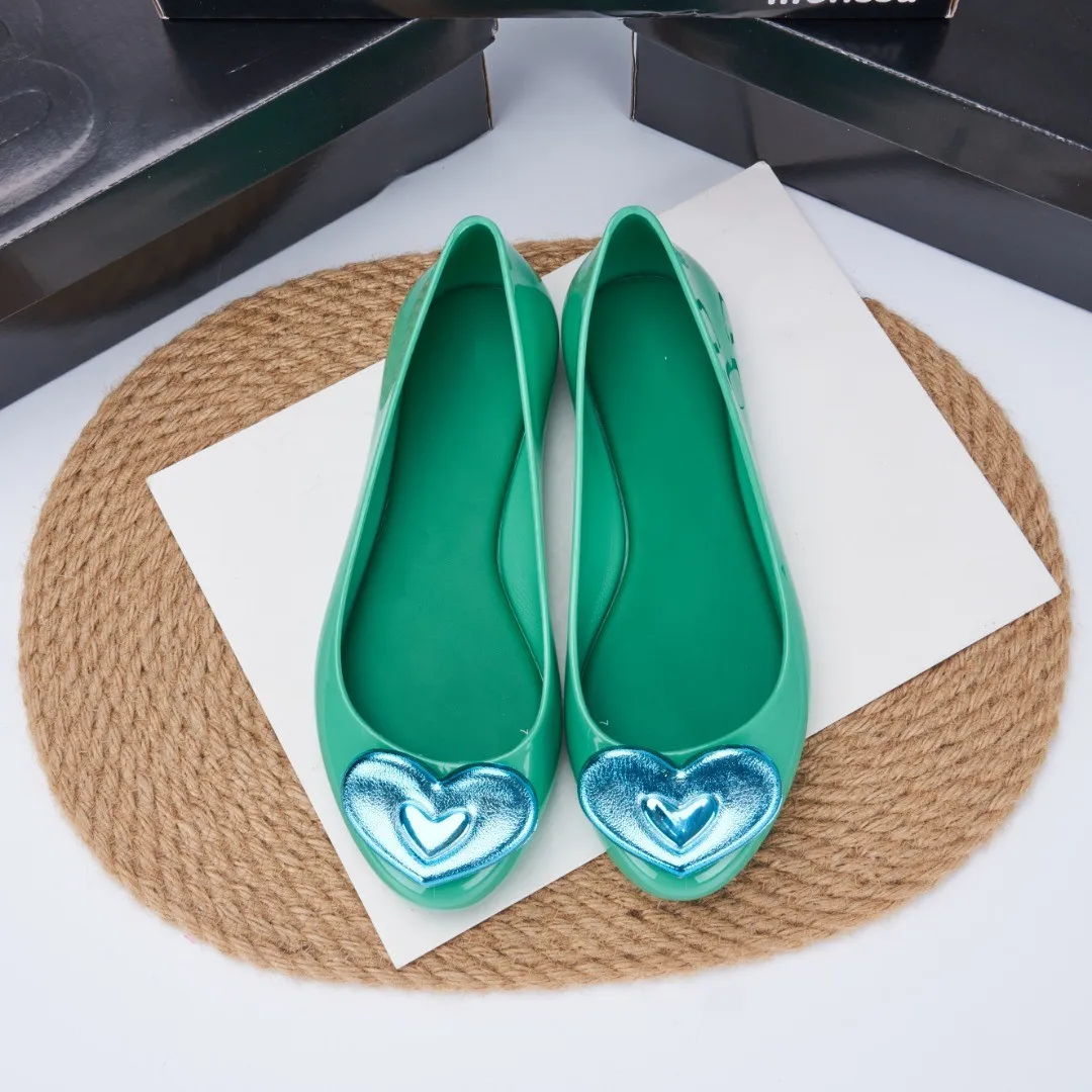 Onsale ماركة ميلي النساء أحذية جيلي واحدة السيدات شقة القلب نمط مصمم لينة PVC ساندل الفتاة موضة لباس غير رسمي SM138 #5