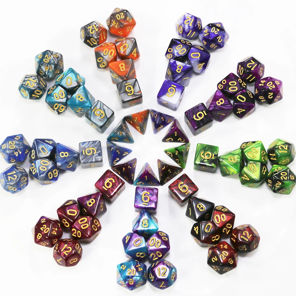 7 Piece RPG Polyhedral Dice Set with Bag