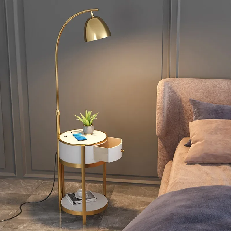 

Scandinavian Simple USB Wireless Charging Led Floor Lamps for Living Room Bedroom Sofa Side Coffee Table Standing Lights