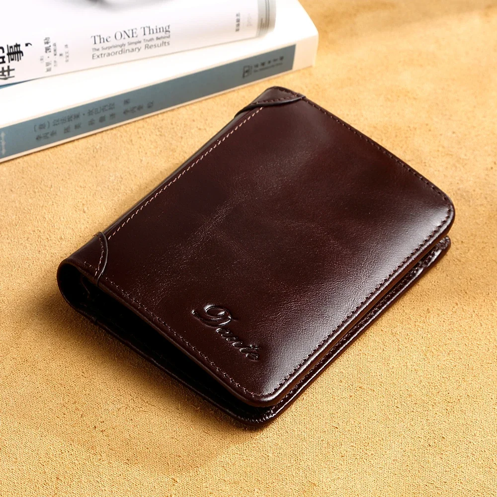 

Men's Wallet 100% First layer cowhide RFID anti-theft brush vertical three fold vintage high-quality multifunctional wallet