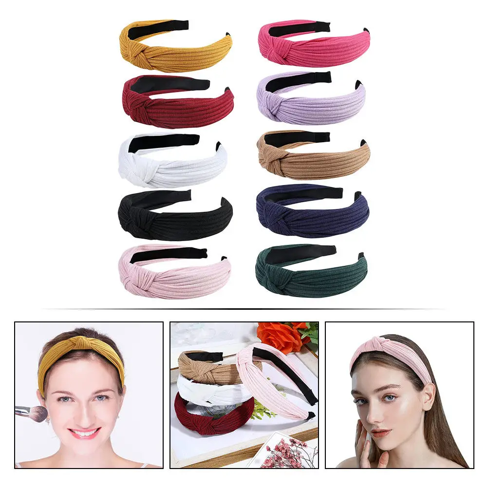 

10pcs Simple Color Design Headbands Comfortable Hair Tied Band For Washing Makeup Women Decorative Accessory