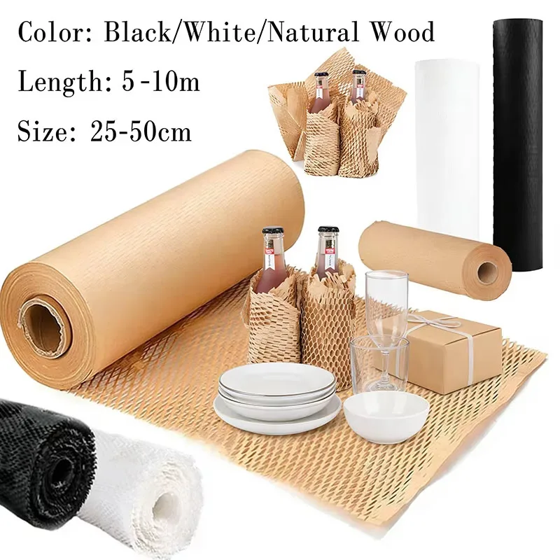 5/10M Wabenpapier für Polsterung, Aufprallschutz Transportverpackung, Geschenkverpackung Wickelrolle für Umzug Versandpapier
