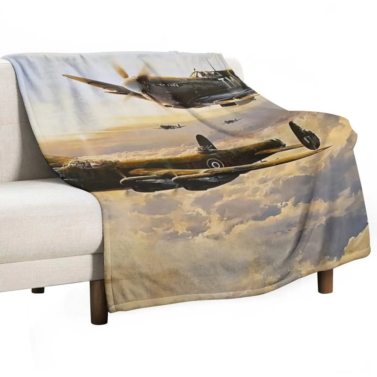 Spitfire Lancaster Escort Throw Blanket Flannel Thin Blankets