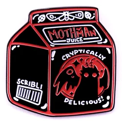 Delicious Mothman Juice Brooch Kawaii Cryptid Halloween Creature Enamel Pin Creepy Jewelry Gift
