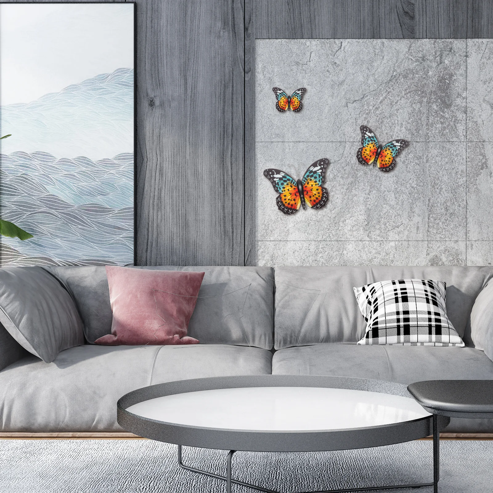 

3 pcs Butterfly Ornament Wall Hanging Decor Wall Art Butterflies Craft Hanging Decor Garden Yard Outdoor Decoration Butterfly