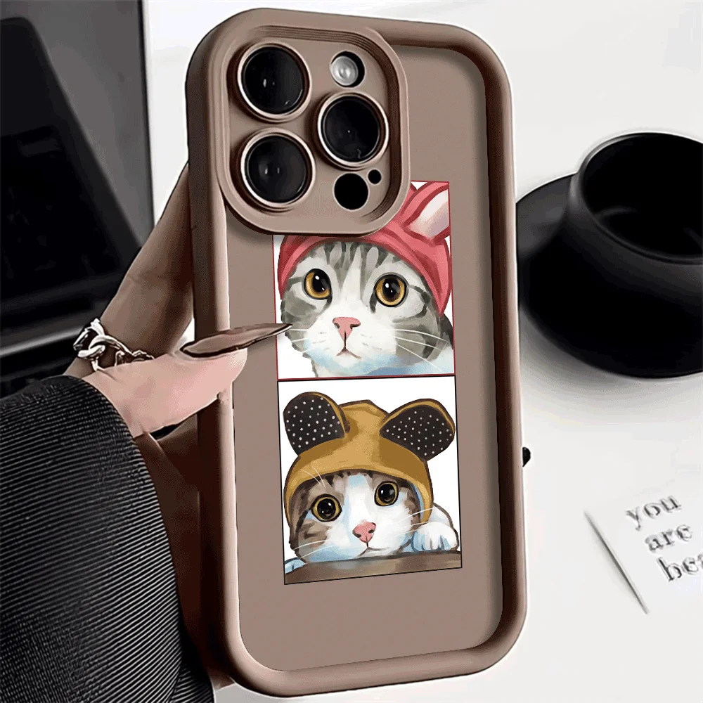 Stoßfeste Handyhülle für iPhone 16 15 14 13 12 11 Pro Max XS XR X 14 15 16 Plus 12 13 Mini Lustige Cartoon-Katze Silikonhülle – Detail 7