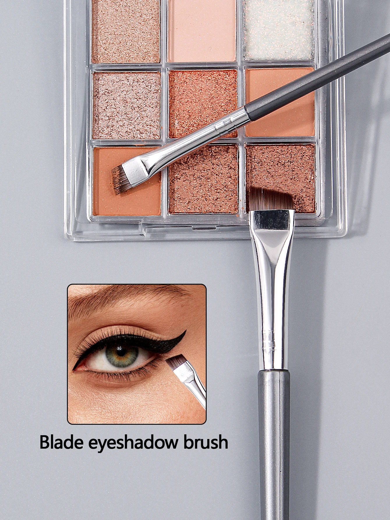 2PCS 超薄型ファインベベルブレードアイライナーブラシ、目と目の下のディテール用の多目的初心者向けメイクブラシツール