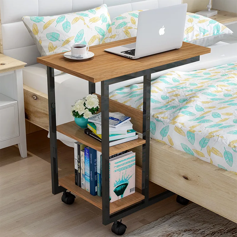 Iron and Wood Combined living room bedroom office movable multifunctional partition creative computer desk storage side table