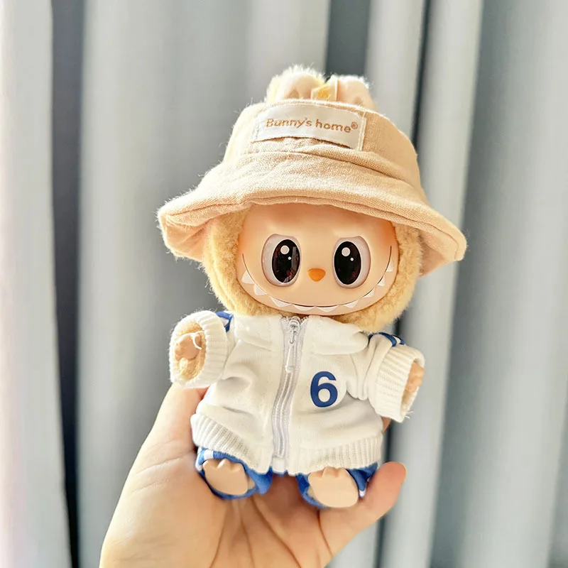 17cm Plush Doll's Clothes The Monster Labubu Outfit Accessories Clothing DIY Kids Gift Sports Suit Canvas Shoes Hat YE10E