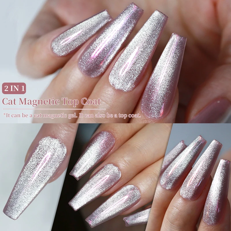 LILYCUTE 7ML Cat Magnetic Gel Polish Top Coat Super Sparking Silver Snowlight Magnetic Gel Nail Polish Semi Permanent UV Gel