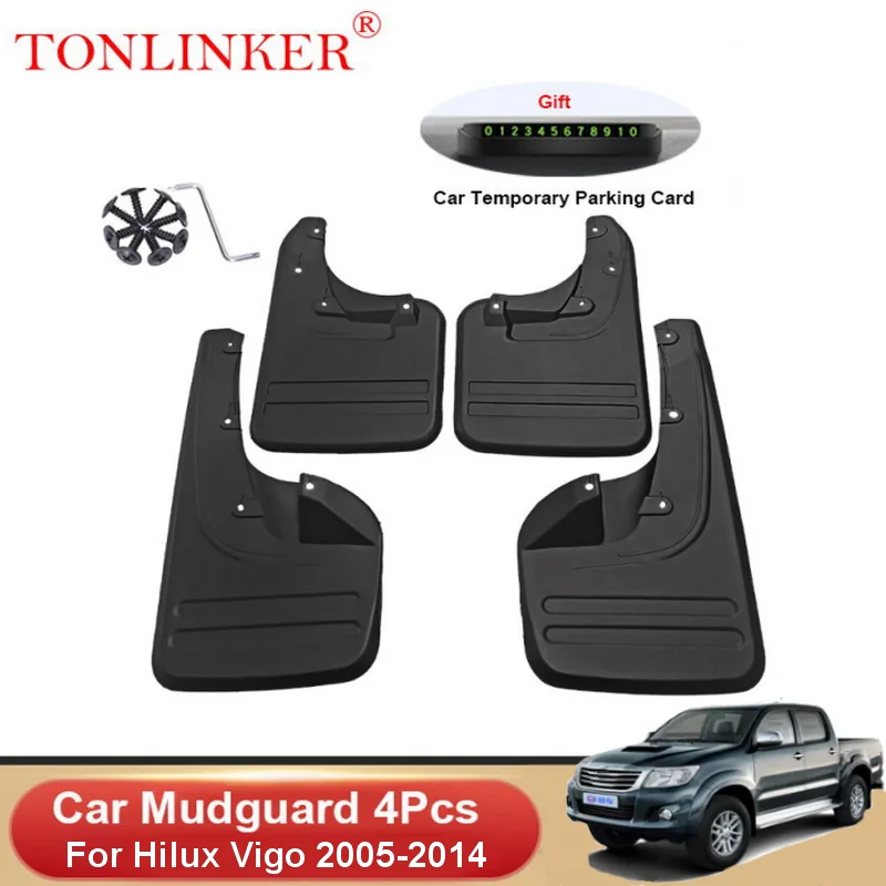 TONLINKER 4 Pcs Car Mudguard For TOYOTA HILUX Vigo 2005-2014 2/4WD Mud Flaps Mudguards Splash Guards Front Rear Fender Mudflaps