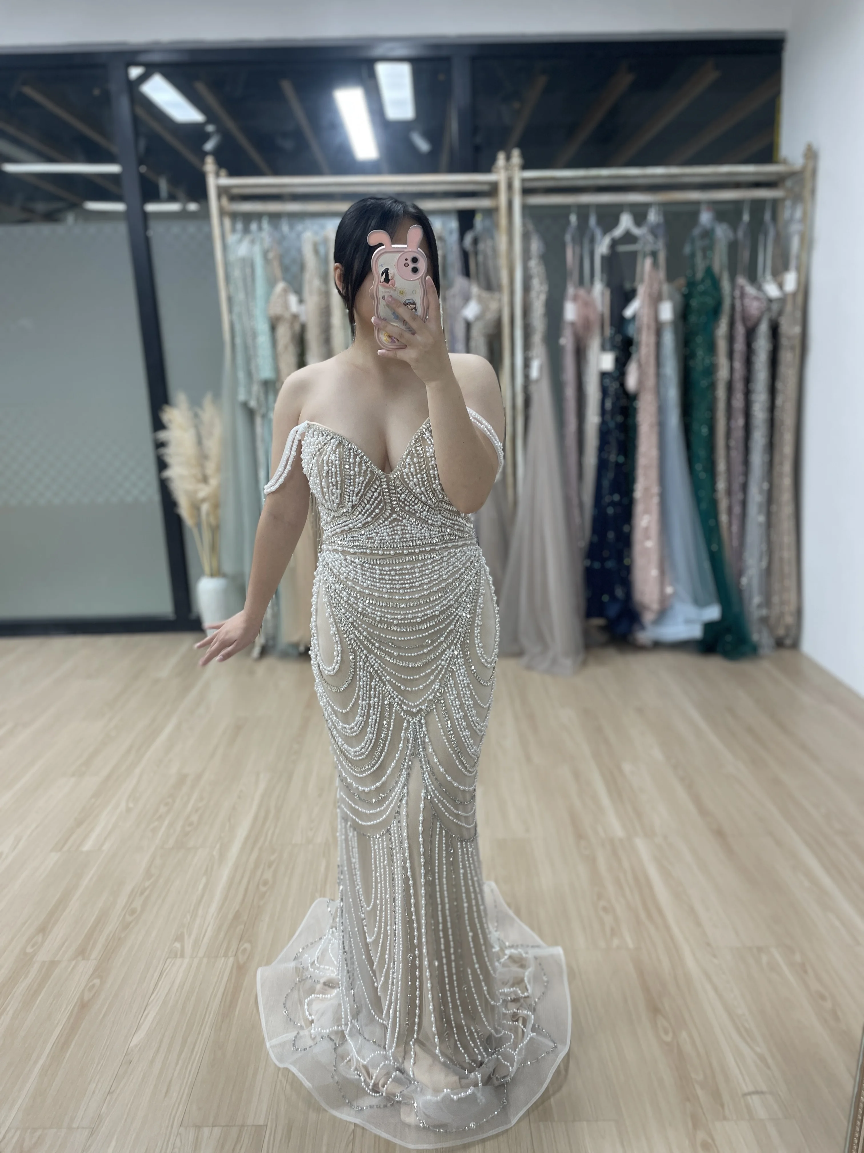 MYMB Stunning Spaghetti Strap Mermaid Evening Party Dress Arabic Luxury Pearls Lace Up Back Wedding Guest Gown Customize MY30128