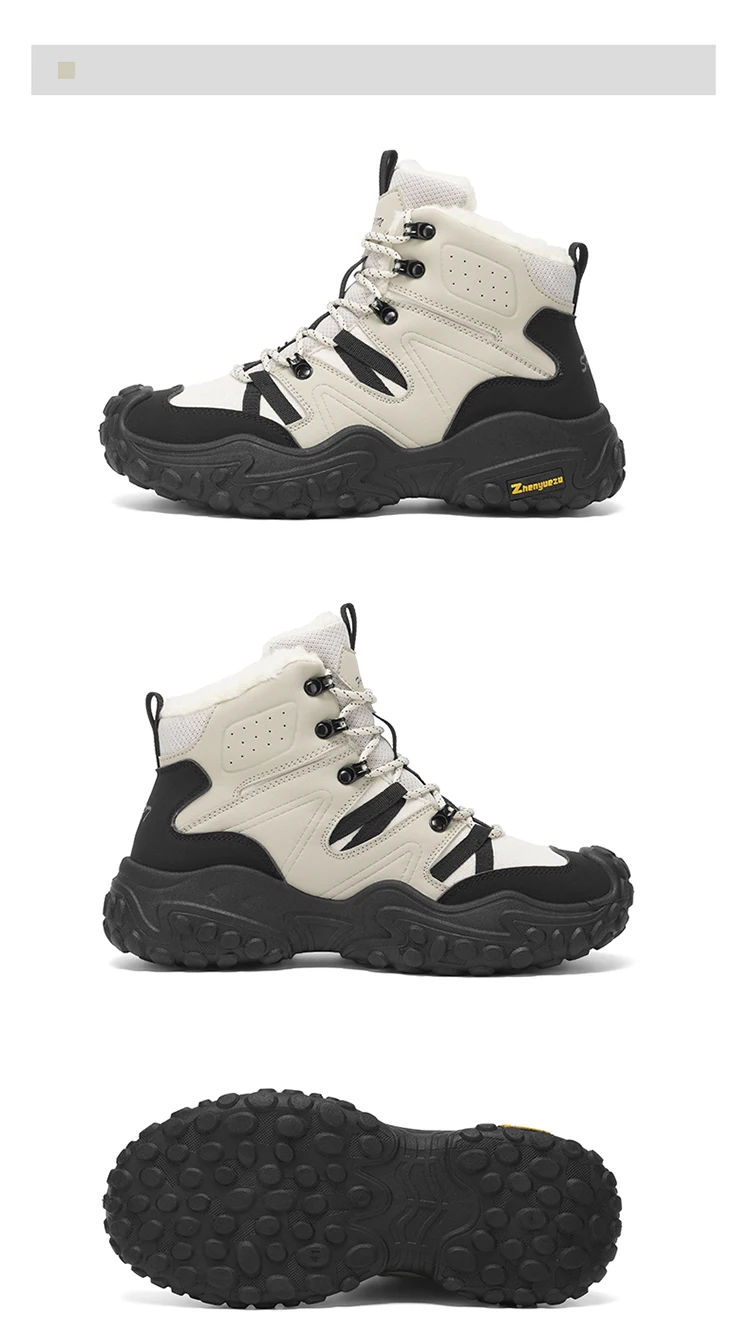 Herbst- und Winter-Herren-High-Top-Schuhe in Übergröße, Outdoor-Fleece-gefütterte Warme Schneesportschuhe, mit Komfortablem und Hautfreundlichem Futter, Hervorragender Griffigkeit, Geeignet für Outdoor-Aktivitäten und den Täglichen Arbeitsweg – Detail 21