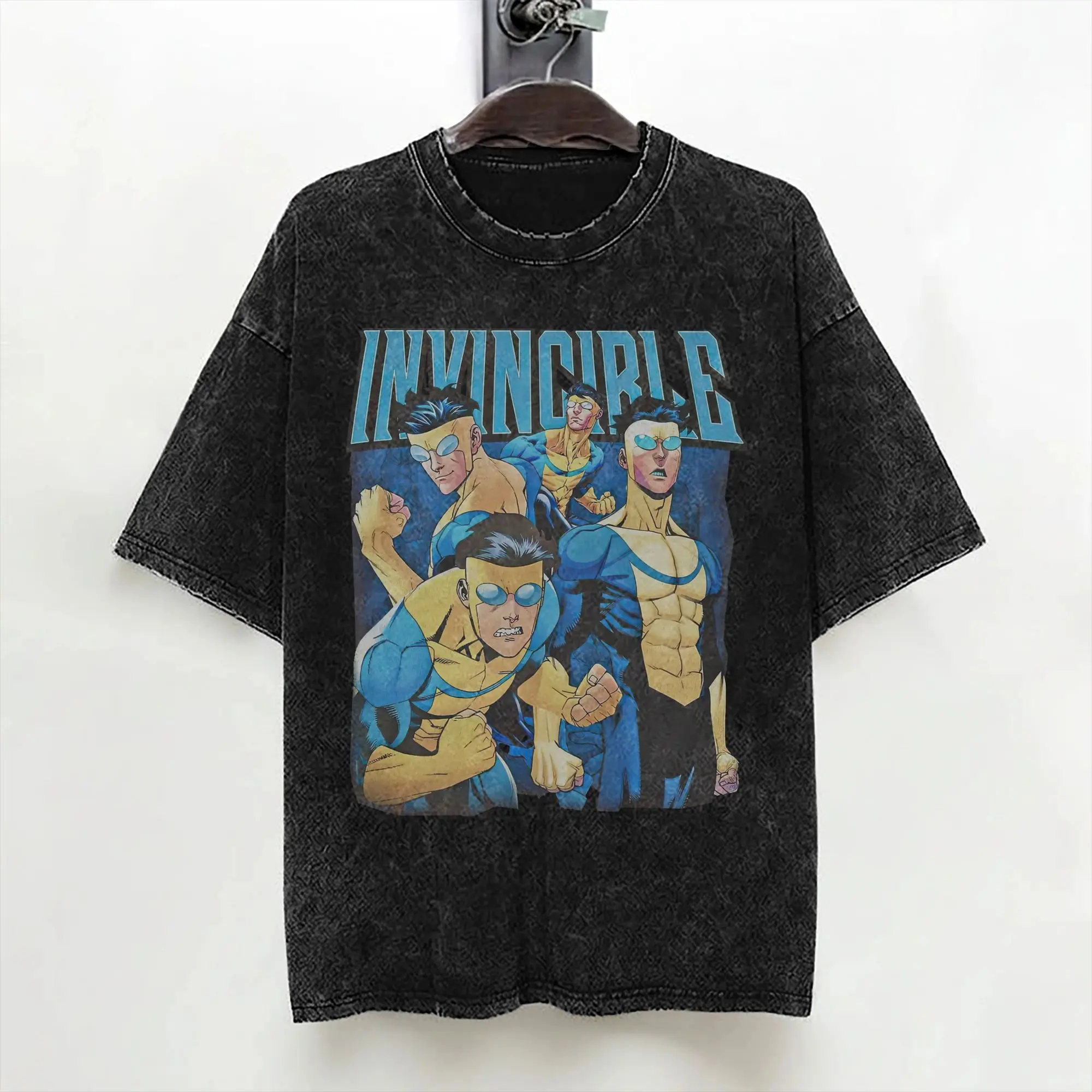 Invincible Mark Grayson Vintage Washed Tshirts Men's 100%Cotton Clothes Novelty  Round Neck Short Sleeve