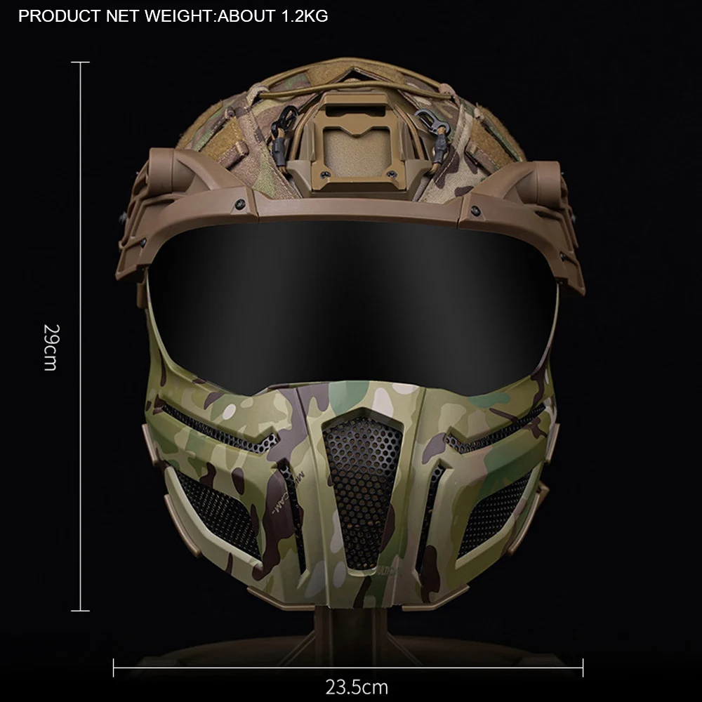 Tactical FAST Helmet With Goggles Mask Full Protection Hunting Combat Airsoft Helmet Outdoor Sports Cycling Safety Helmet Gear