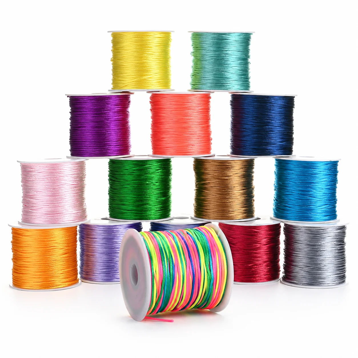 50m/Rolle 1mm DIY Geflochtene Kordel Bunter Nylonfaden Perlenband für Armband Halskette DIY Schmuckherstellung Bastelmaterialien – Detail 5