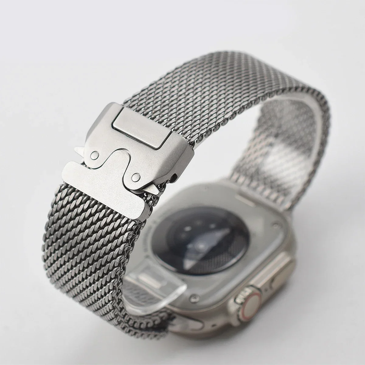 Titanium Band for Apple Watch Ultra 4/3/2 49mm iWatch Series 12 11 10 9 8 Natural Titanium Milanese Loop Strap Parachute Buckle