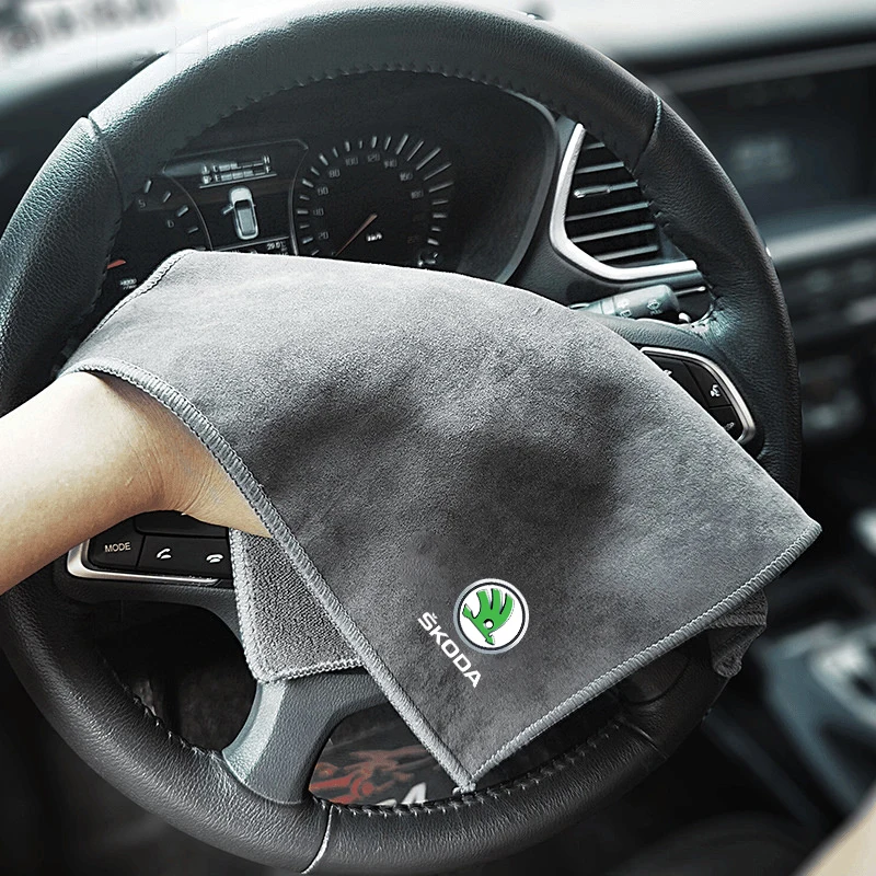 Ferramenta de escova macia para limpeza de interiores de carro, removedor de poeira e pano de limpeza automática dupla face para skoda octavia