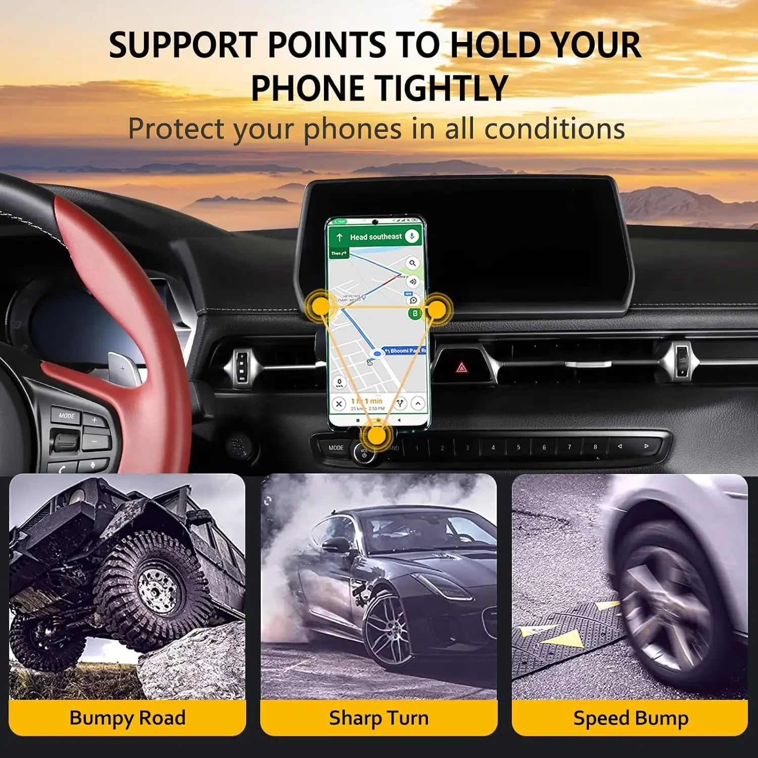 1PCS Car Phone Holder Stand Accessories Center Dashboard Cell Mobile Bracket Holder For Toyota GR Supra A90 MK5 2019-2025