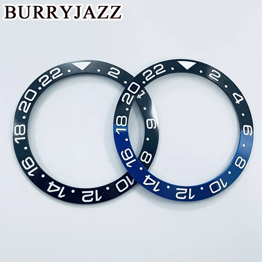 BURRYJAZZ 40mm SEA Keramik Lünette Schwarz Blau Grün Schräge Taucheruhr Einsatz Uhr Ersetzen Zifferblatt Uhr Lünette Einsätze Ring