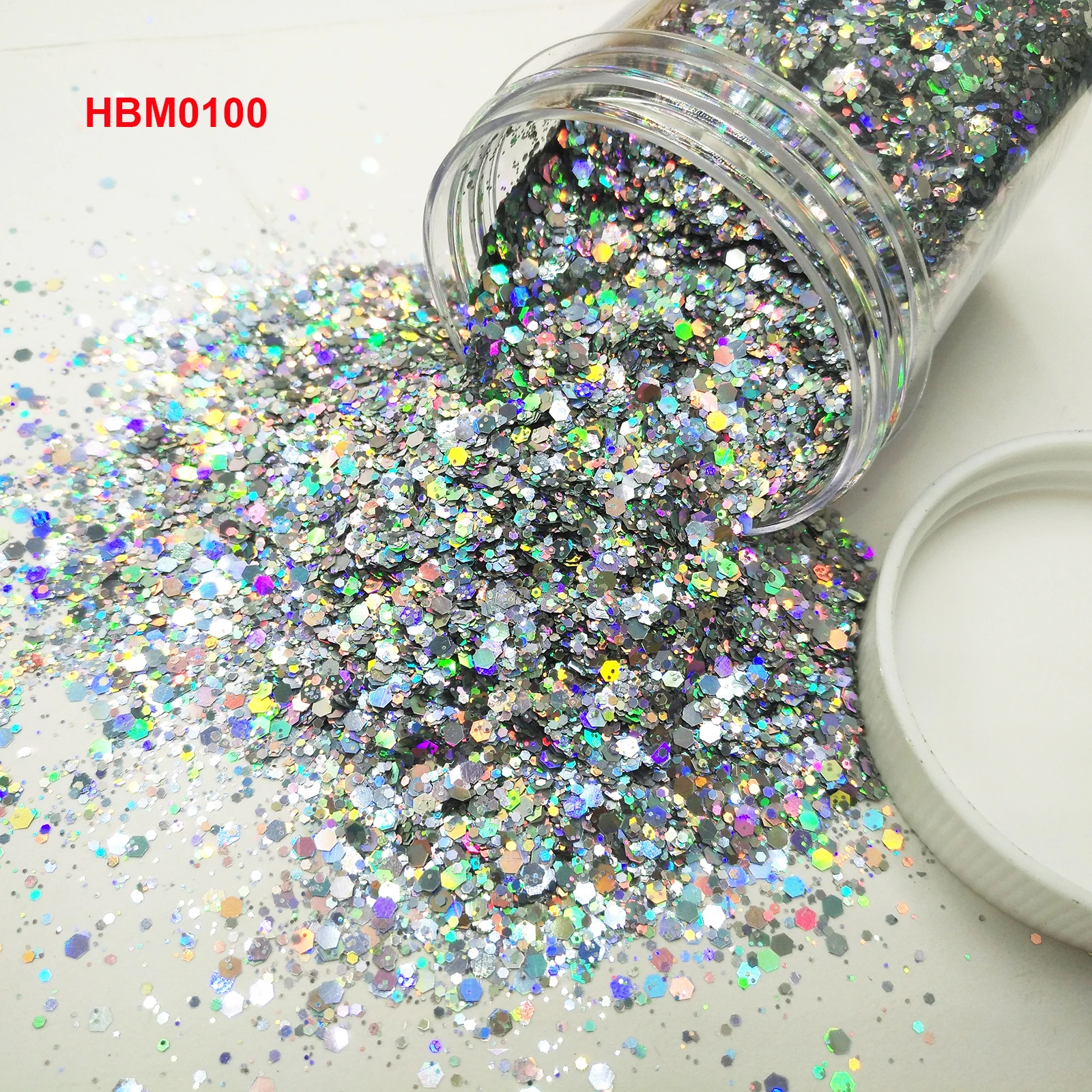 24Color 10ML Holographic Colors Nail Glitter Mix Hexagon Chunky Glitter Paillette Shape for Nail Art Body Makeup Craft Facepaint