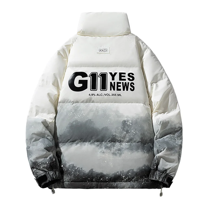 Down jacket men's new style tie-dyed gradient white duck down leather wash-free fashion warm down jacket men's jacket