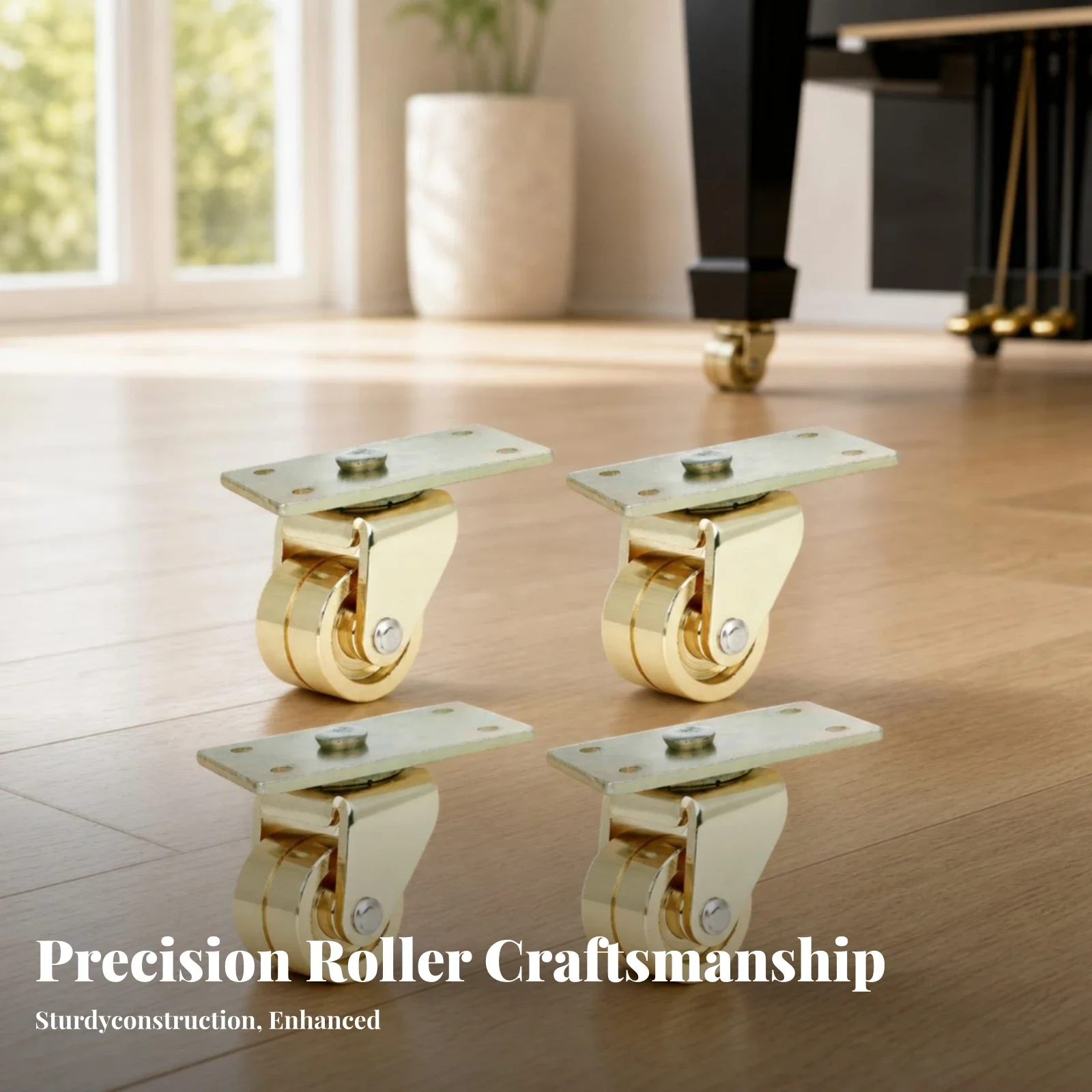 yes4 Pieces Music Instrument Hardware Floor Protection Upright Piano Caster Set of 4 Polished Finish Metal Upright Piano Caster