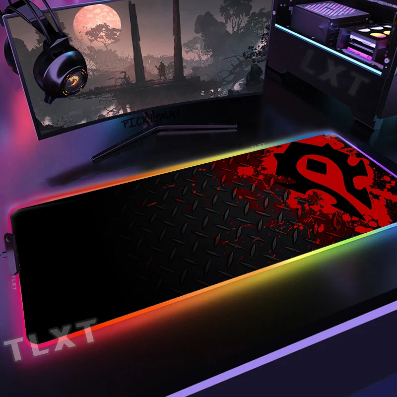 

Большой Настольный коврик для компьютера, размер XXL, RGB, игровой коврик для мыши, коврик для клавиатуры World Of Warcraft, большой Настольный коврик, светодиодный коврик для мыши 90x40 см