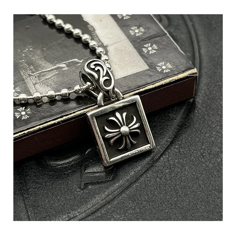 

Accessories Thai Silver Vintage Square Cross Necklace Scout Flower Hexagram Sweater Chain Premium Autumn and Winter