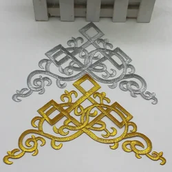 1 Pieces Gold Embroidered Patches Iron on Applique Gold and Silver 15.5*15.5cm