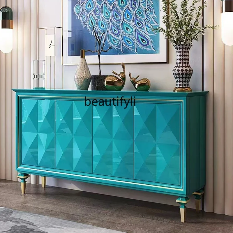 Cy American الخشب الصلب الحديثة بسيطة وخفيفة فاخرة غرفة المعيشة مدخل خزانة الديكور قاعة خزانة غرفة نوم كابينة التخزين #3