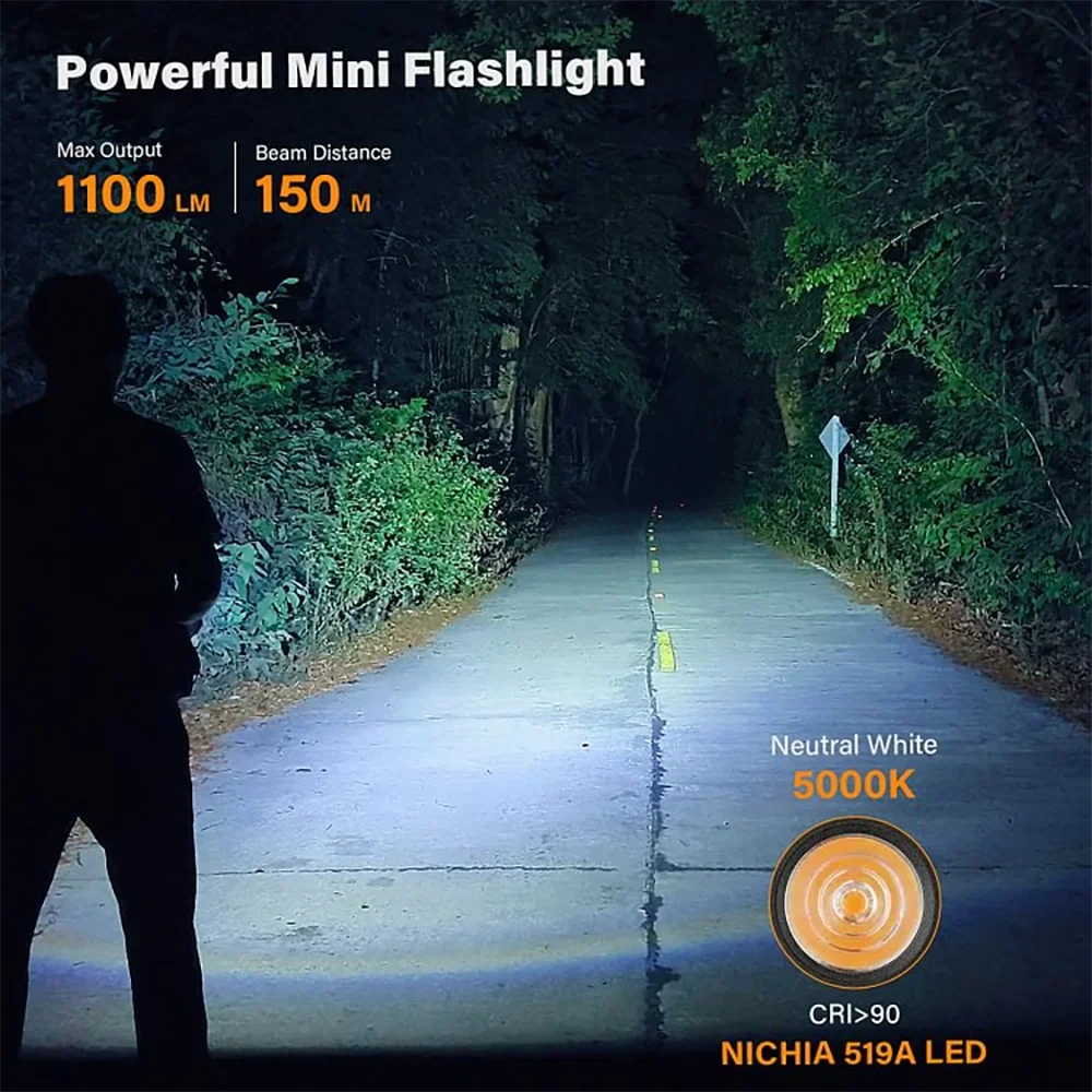 Sofirn SC13 519A 5000K  Mini Powerful Led Light  LED 1100lm 18350 Rechargeable Flashlight with Magnetic